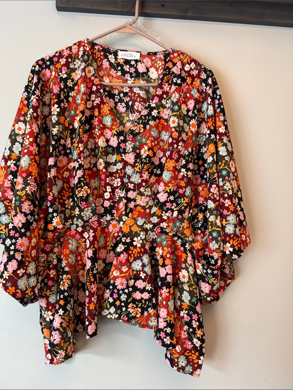 Maeve Black Multi Floral Peplum Blouse